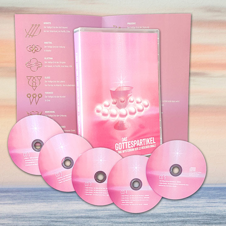 Fünf CDs mit Cover und Booklet vor braunem Hintergrund